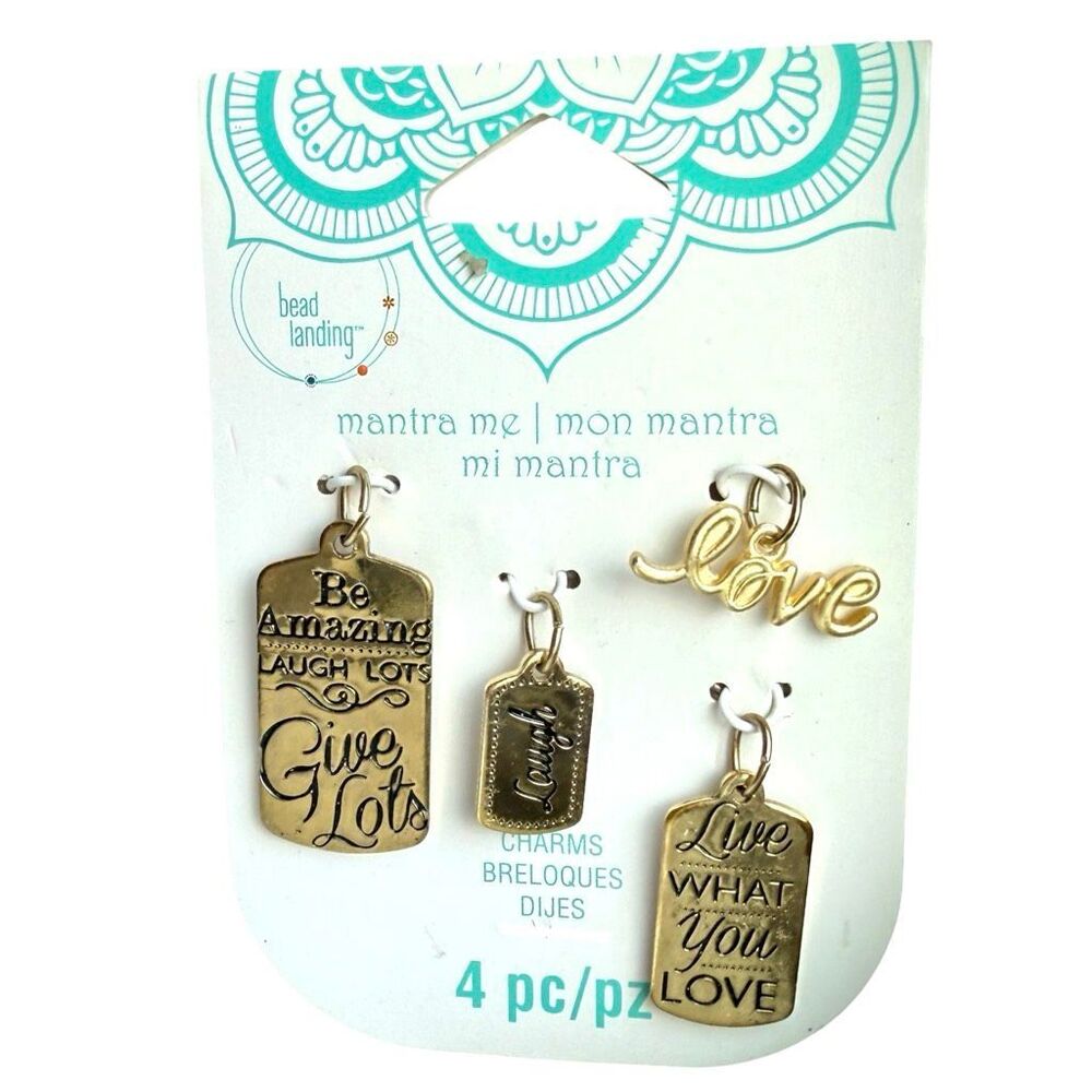 NWT Bead Landing Mantra Me Gold Jewelry Making Charms Necklace Pendant
